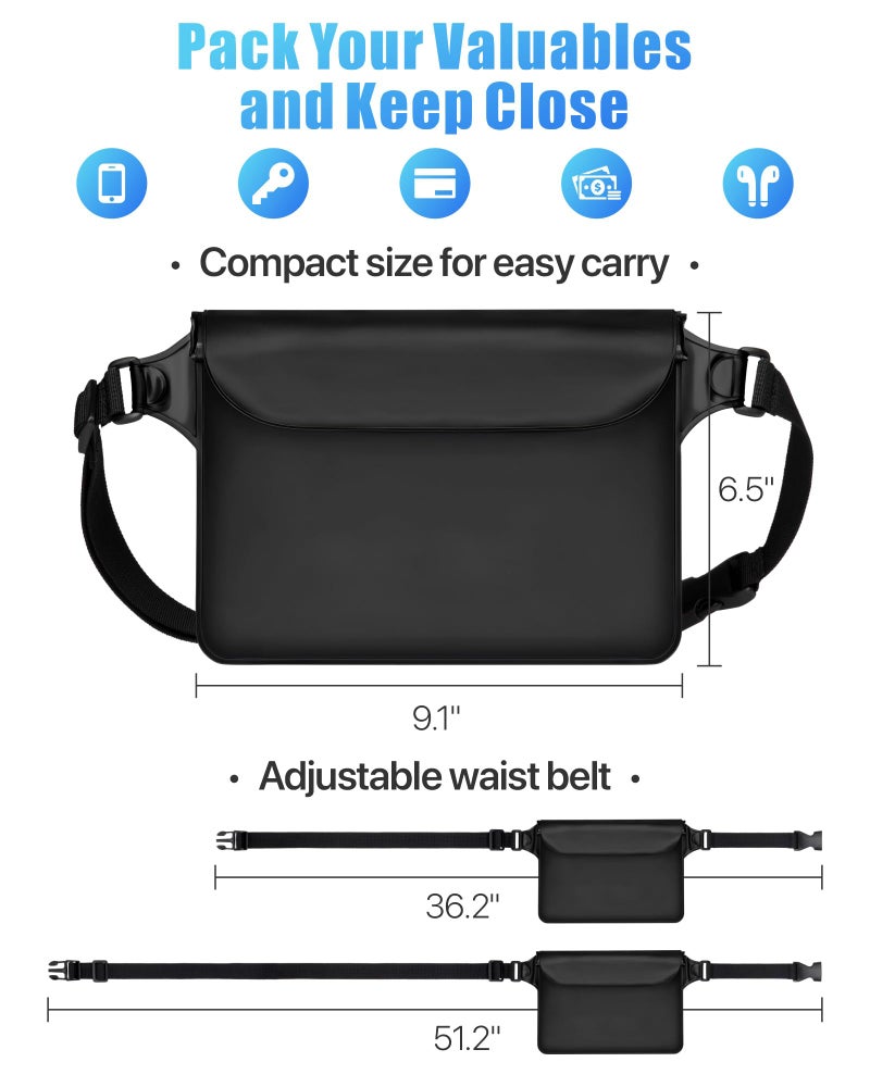 F-color Waterproof Fanny Pack - Waterproof Phone Pouch with Waist Strap - Cruise Essentials 2025 Must Haves Waterproof Pouch Dry Bag Keep Phone Valuables Safe for Beach Kayaking Boating Fishing - Image 3